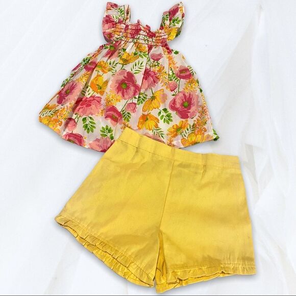 Vintage Floral Top & Yellow Shorts (4T) 80’s Park Bench Kids - Picture 5 of 6